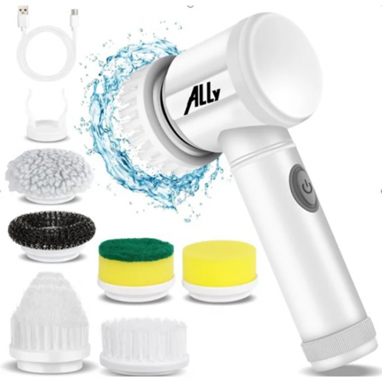 ALLY Magic Brush 5in1 Rechargeable Cleaning with Brush Headbrush Bathroom/Tile/Floor Cleaner-(5775)