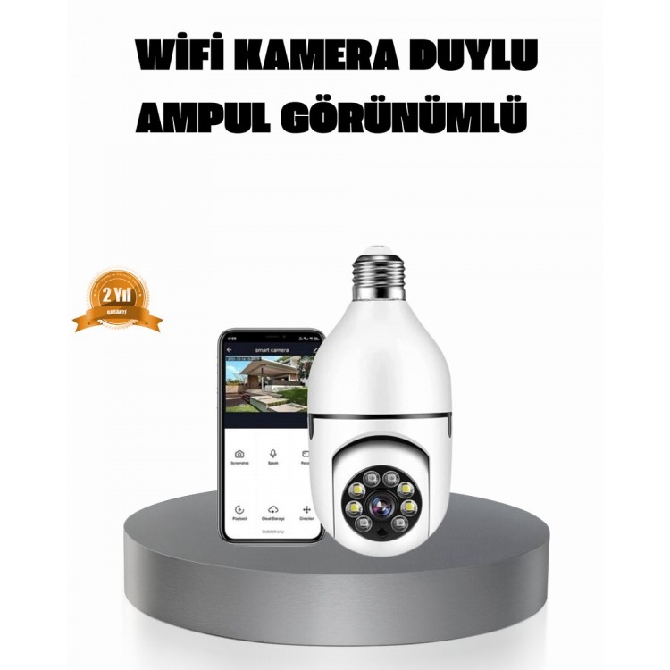 360° Akıllı Güvenlik Kamerası – Duya Takılabilir Wi-Fi Bağlantılı Hareket Sensörlü