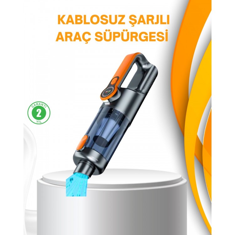 Kompakt Şarjlı El Süpürgesi Kuru ve Sıvı Temizlik 5 Aparatlı