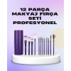 Set of 12 Makeup Brushes with Ergonomic Handle and Fiber BristlesSuitable for Eye and Skin Makeup