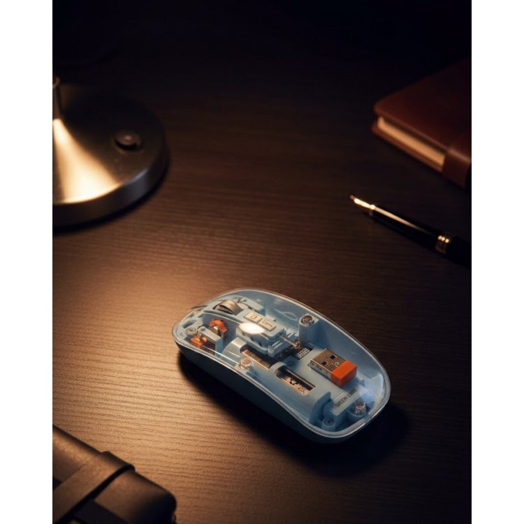 800 1600 DPI Ayarlanabilir Mavi Kablosuz Mouse Pilli