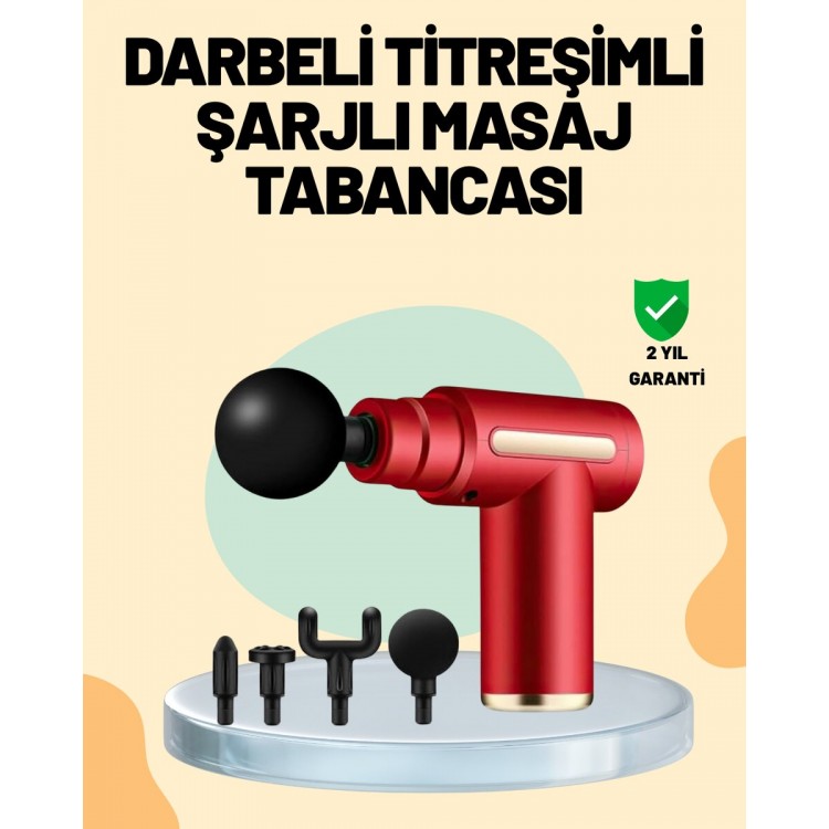 Kas Gevşetici Masaj Tabancası 4 Başlık ve Ayarlanabilir Hız
