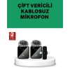 Canlı Yayın ve Video Çekimleri İçin Çiftli Kablosuz Yaka Mikrofon