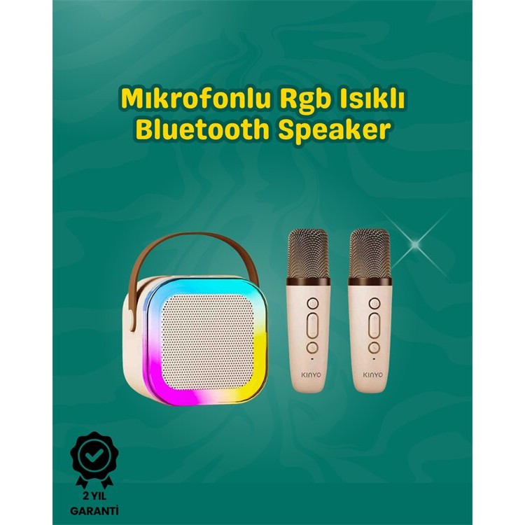 Karaoke Device with Two Microphones and Colorful LED Lights