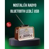 Taşınabilir nostalji Bluetooth radyo, hem görsel hem fonksiyonel bir üründür. Ahşap kaplama gövdesi estetik bir duruş sunarken, LED aydınlatması ortama sıcak bir ambiyans katar. Bluetooth, USB, SD kart ve AUX desteği sayesinde çok yönlü kullanım sağlar.Ku