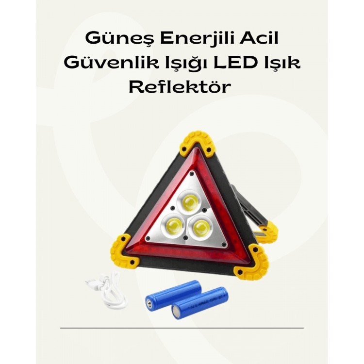 Solar Şarjlı Üçgen LED Park ve İkaz Lambası