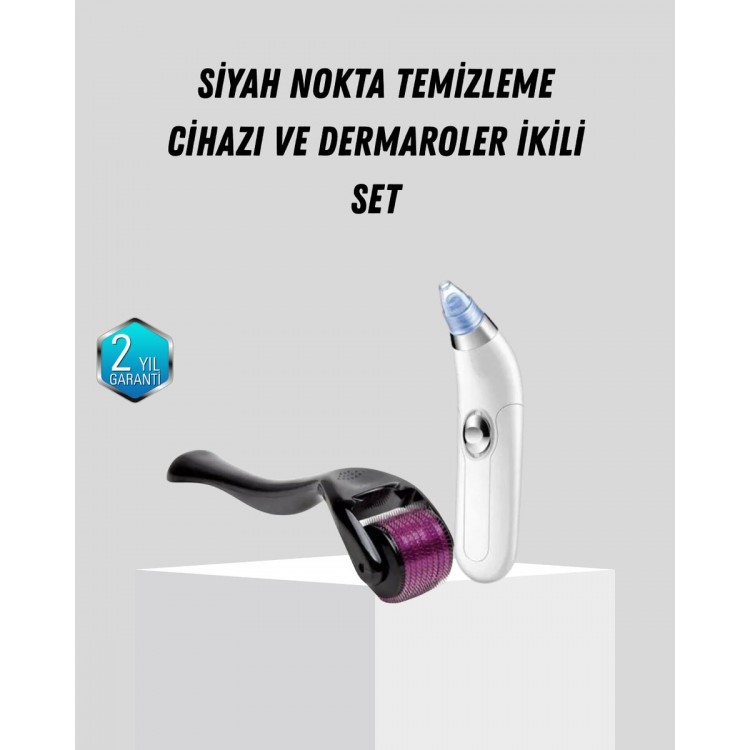 Dermaroller ve Vakumlu Siyah Nokta Temizleme Cihazı 2’li Cilt Bakım Seti