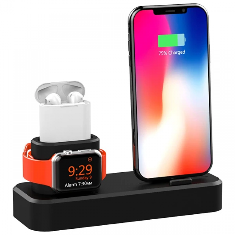 Ally 3in1 Charging Base iPhone+ İwatch+ iPods SiliconeCharge stand-(5775)