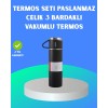 304 Çelik Termos Seti | 2 Bardaklı 500 ml Uzun Süre Isı Koruma