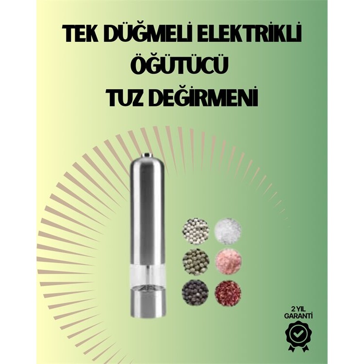 Pilli Otomatik Baharat Değirmeni Gıda Sınıfı Çelik Sessiz Öğütücü Alet