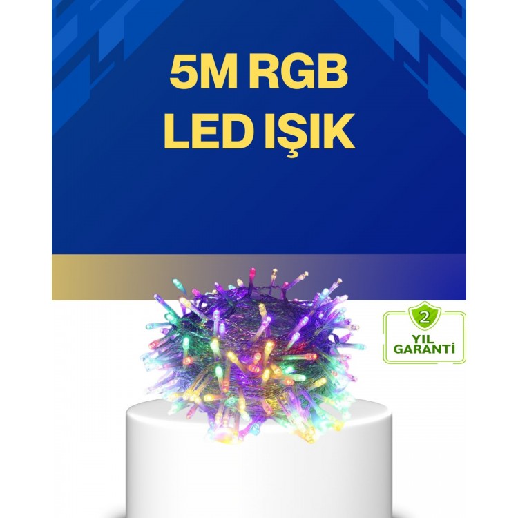 Dekoratif Peri Led 5 m 50 Ampullü Şeffaf Kablo Aydınlatma