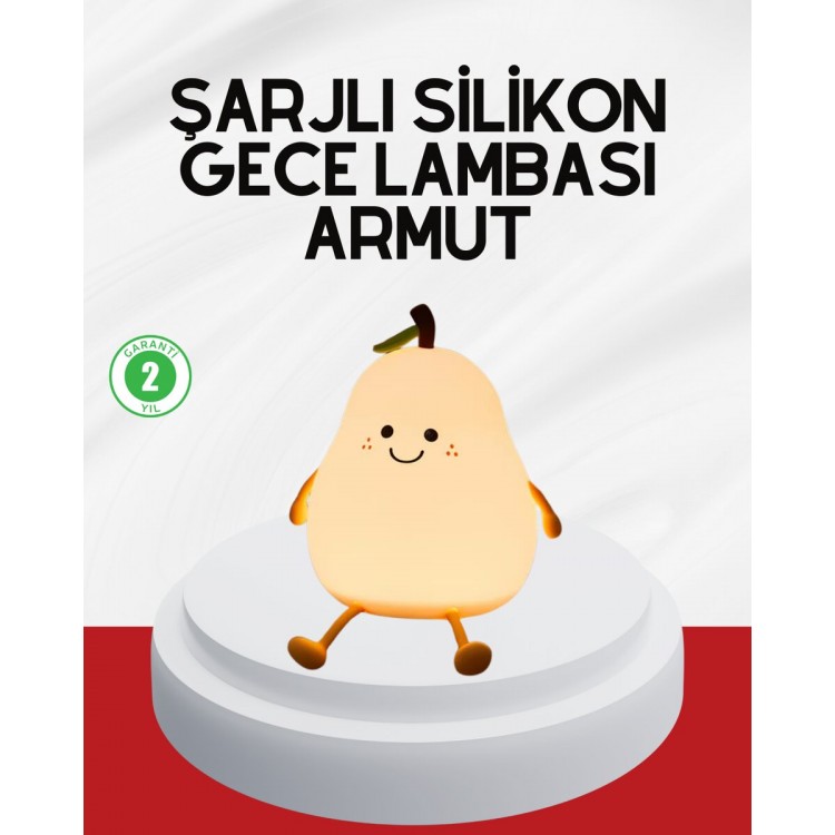 USB Şarjlı Armut Gece Lambası Dokunmatik Renk Değişimli