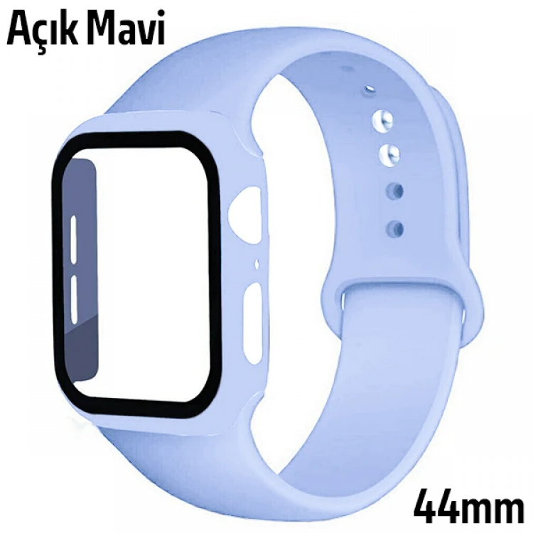 ALLY Apple Watch 4-5-6 44mm SiliconeLanyard Strap and Screen Protector Case-(5775)
