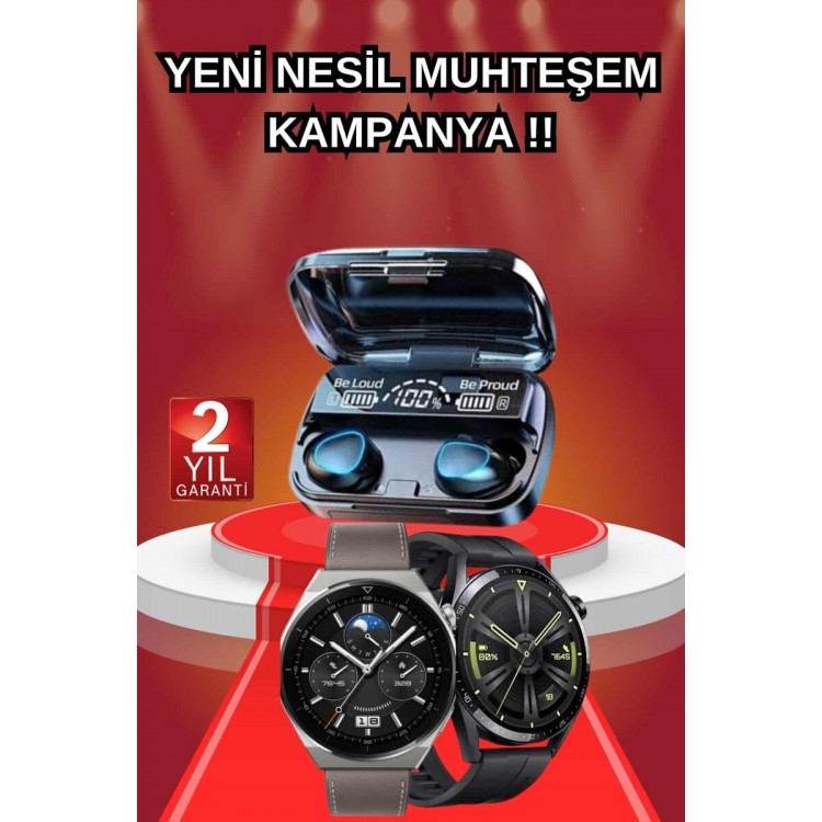 İkili Set Akıllı Saat Ve Bluetooth Kulaklık Kablosuz Uzun Pil Ömrü Spor Modları