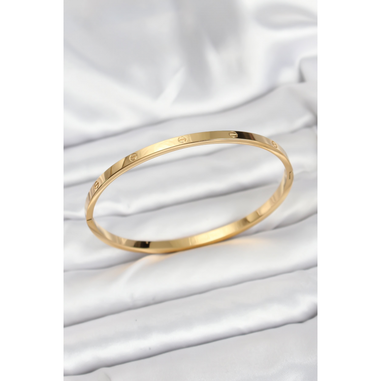 316L Çelik Gold Renk 65 mm İnce Kadın Kelepçe Bileklik 5886