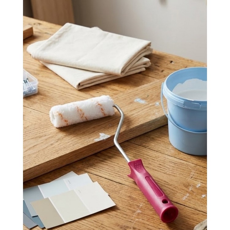 Mini Paint Brush Set 10 Cm Roller BrushWall Painting Apparatus with 6 Spare Rolls as a Gift