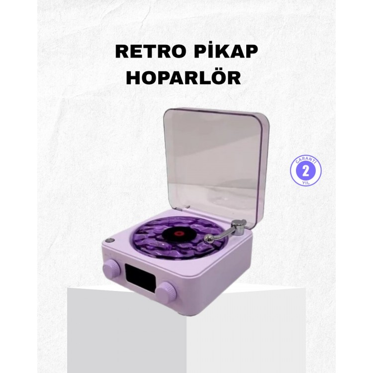 Retro Turntable Speaker Bluetooth AUX USB Type-CPortable with Projector and 360° Sound