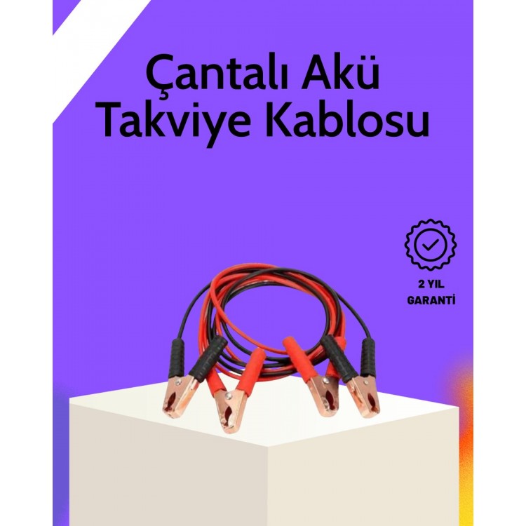Akü Takviye Kablosu 1200A İzoleli Büyük Maşalı 2m Dayanıklı