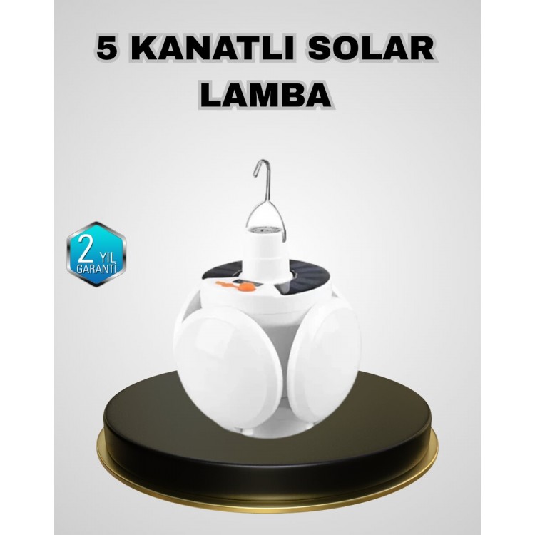 5 Blades Solar Camping Lamp – USB RechargeablePortable IP65 Waterproof Garden Lamp