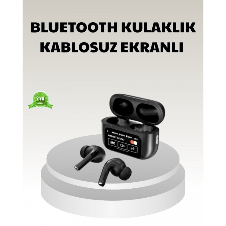 Bluetooth 5.3 ANC Kablosuz Kulaklık – Dokunmatik Kontrol Dijital Ekran ve Uzun Pil Ömrü