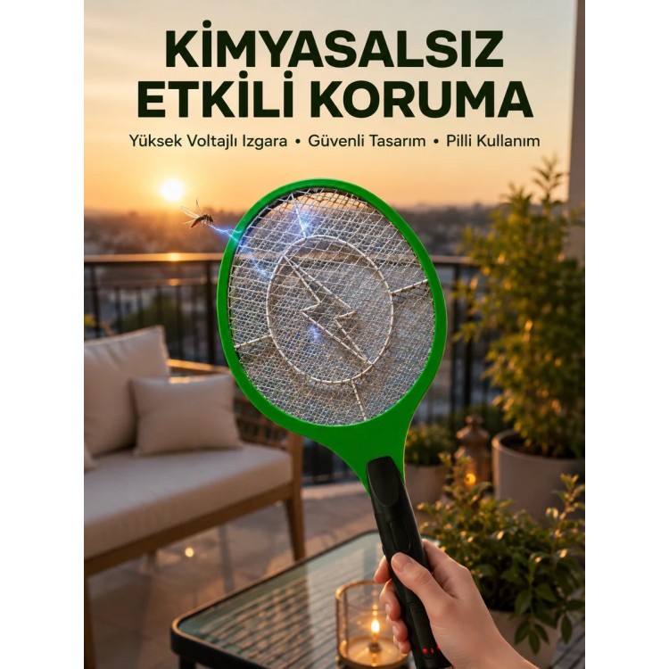 Hafif ve Ergonomik Elektronik Böcek Öldürücü – Güvenlik Koruması ile Pil Kontrollü
