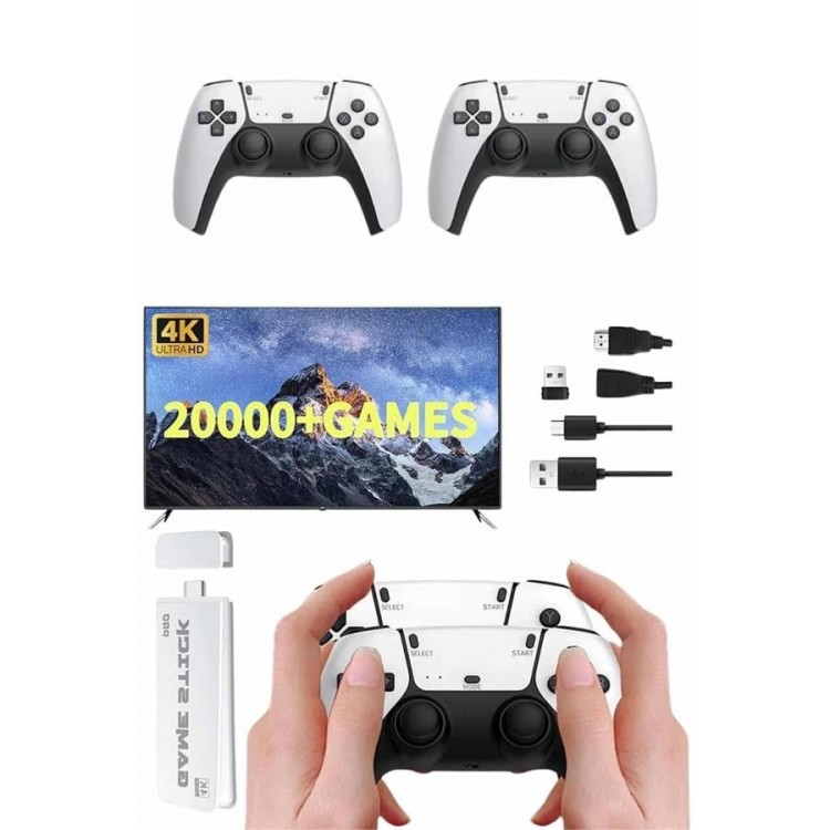 3D 4K 2000 Oyunlu Game Stick Oyun Konsolu Çift Konsol
