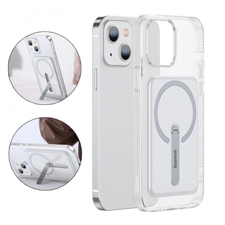 Baseus iPhone 13 6.1inch with Magnetic Magsafe StandSilicone Case-(5775)