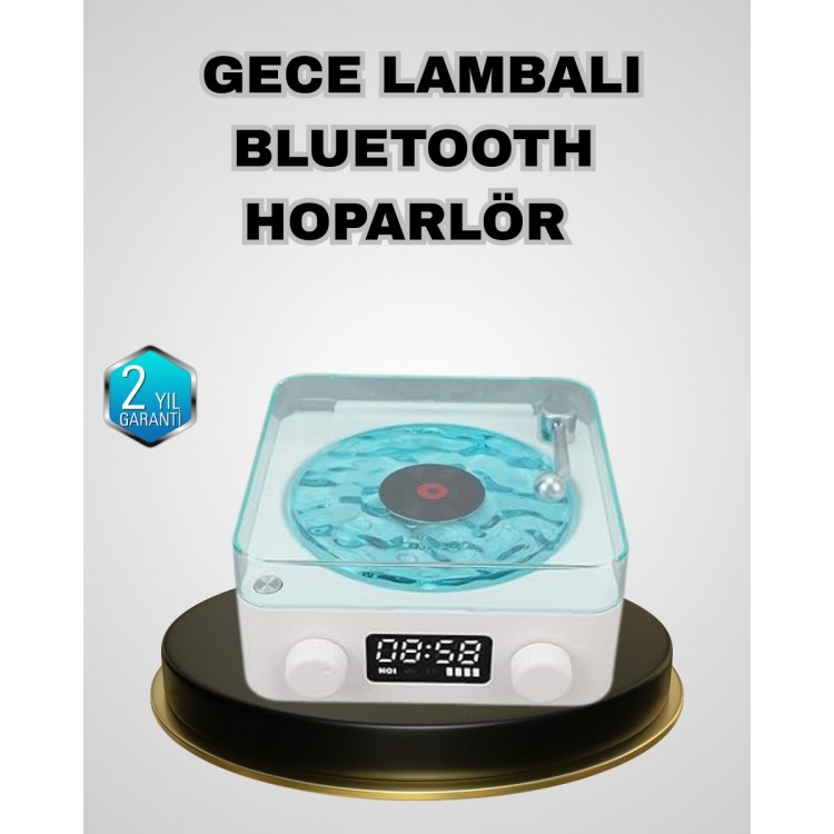 Night Light with Bluetooth Speaker Water with Digital Clock DisplayWave Effect Decorative