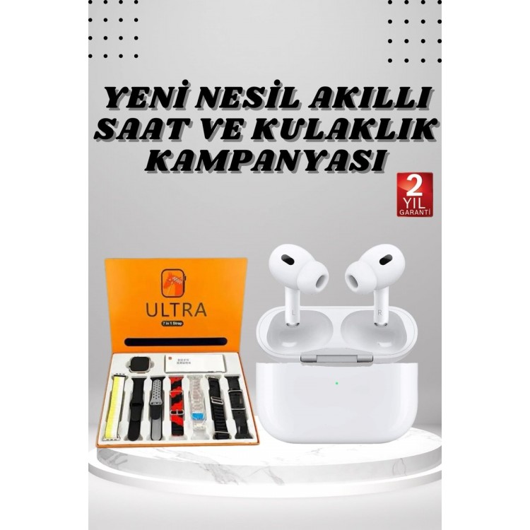 Smart Watch with 7 Bands and New Generation HeadphonesTouch Screen Android and iOS Compatible