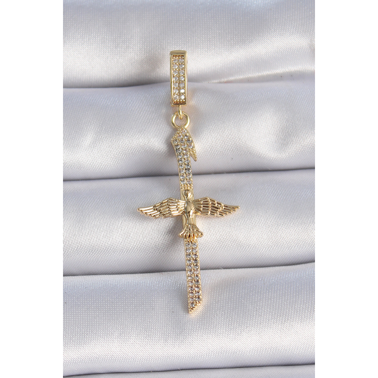 Pirinç Gold Renk Zirkon Taş Detaylı Elif Model Anka Kuşu Figür Ajda Charm 5886