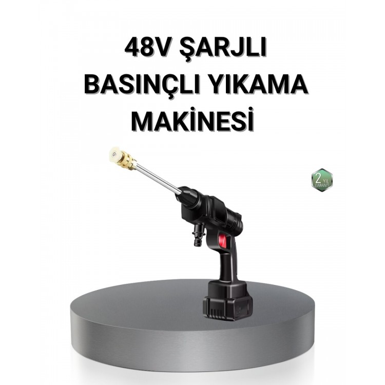 Kablosuz Basınçlı Yıkama Makinesi – 48V Güçlü Motor 2 Pil ve Köpük Hazneli