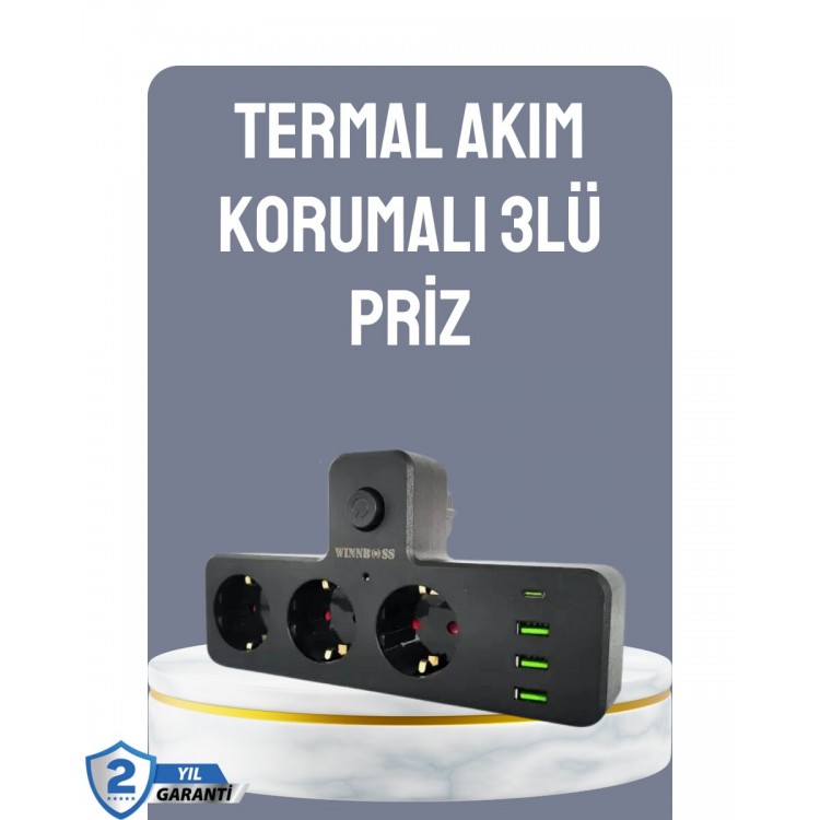 Switched Multiple Socket 3 USB 1 Type-Ccompetitors' Charge Destekli