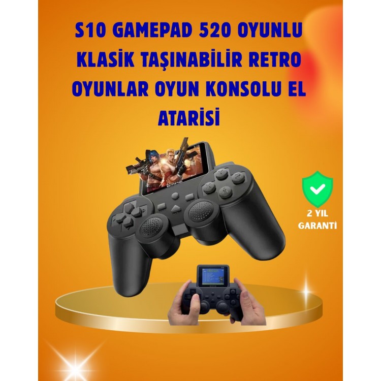 Çocuklar ve Yetişkinler İçin Uygun 500 Oyunlu Taşınabilir Mini Retro El Konsolu