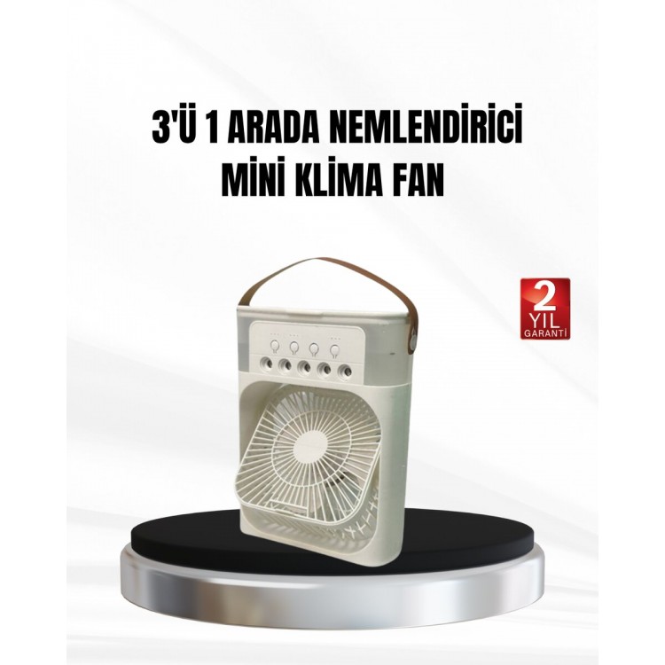3 in 1 Mini Air Conditioner Fan with USB Rechargeable7 Colors Night Light and Humidifier