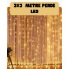 3x3 Metre Perde LED Işık Sıcak  Şelale Tasarım Dekoratif Aydınlatma