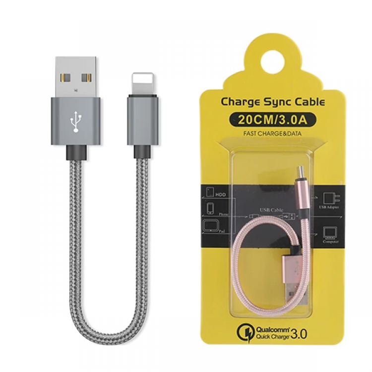 Ally iPhone iOS 3.0A Fast Charging RopeUSB Cable 20cm-(5775)