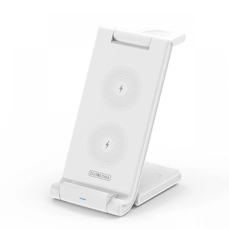 Duzzona 15W Folding 3 in 1 Telephone HeadsetWatch Wireless Charging Stand-(5775)