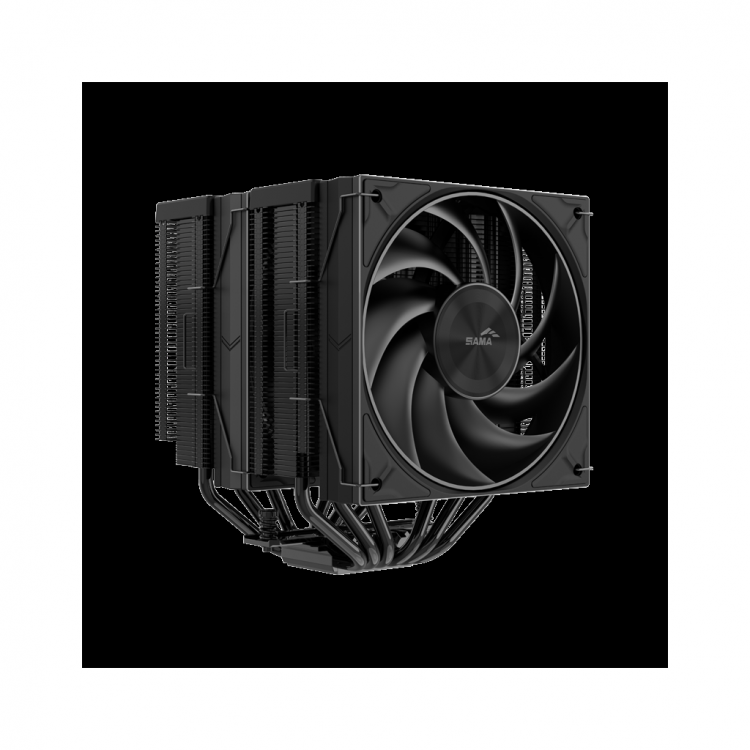 SAMA A60B Black 2x120mm MONO Fan Kule Tipi Hava Soğutma 6 adet Gelişmiş Siyah Kaplamalı Bakır Isı Borusu CPU Fan (AMD ve INTEL Tüm işlemciler ile uyumlu)(1923)