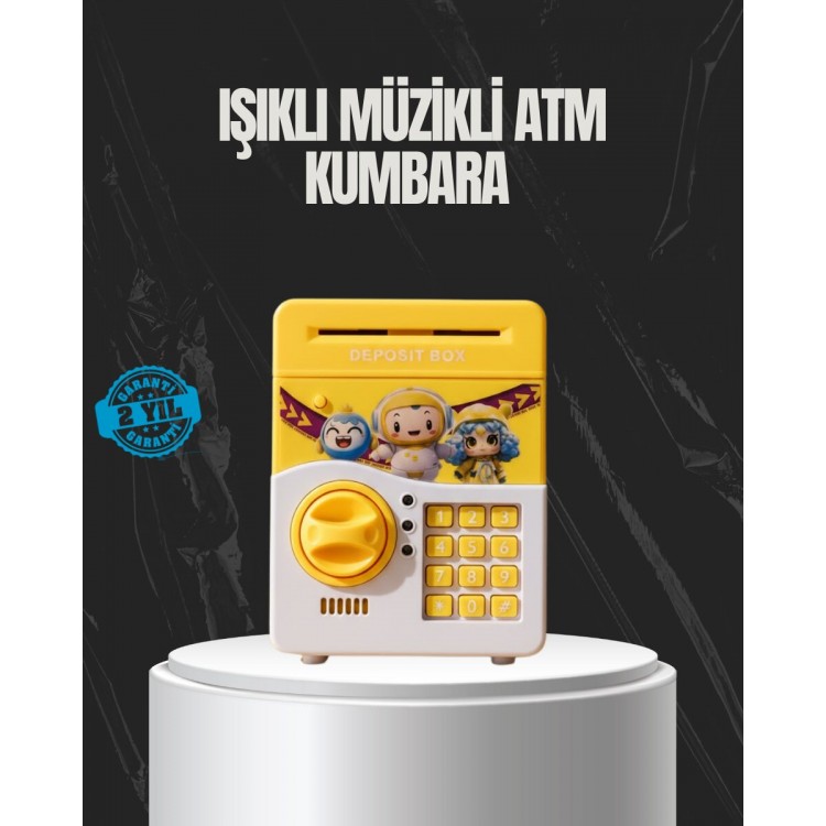 Sarı Renk Otomatik Para Çeken Şifreli Çocuk Kumbarası