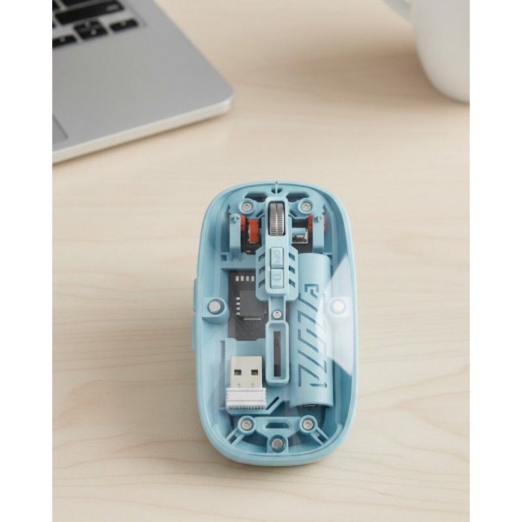 Bluetooth 5.2 ve 2.4G USB Kablosuz Mouse Pilli Mavi Tasarım