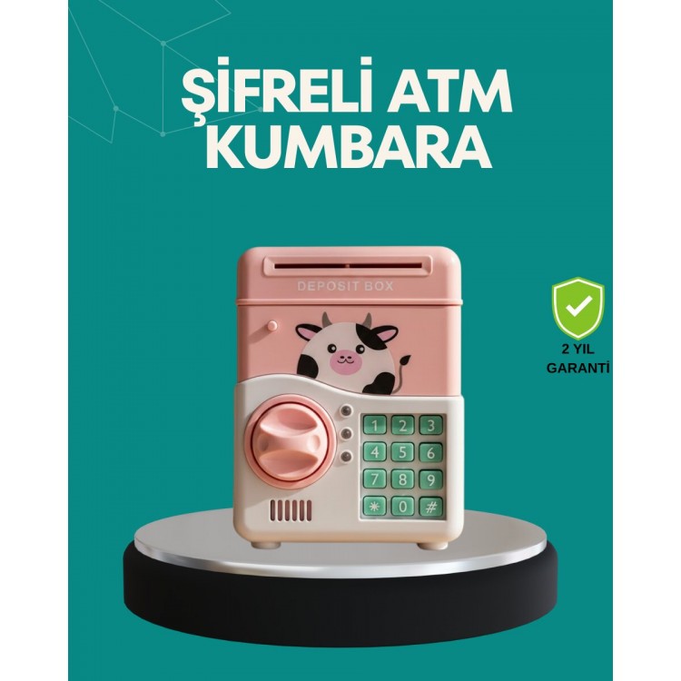 Pink ATM Safe Appearance Electronic Password Children's Piggy Bank