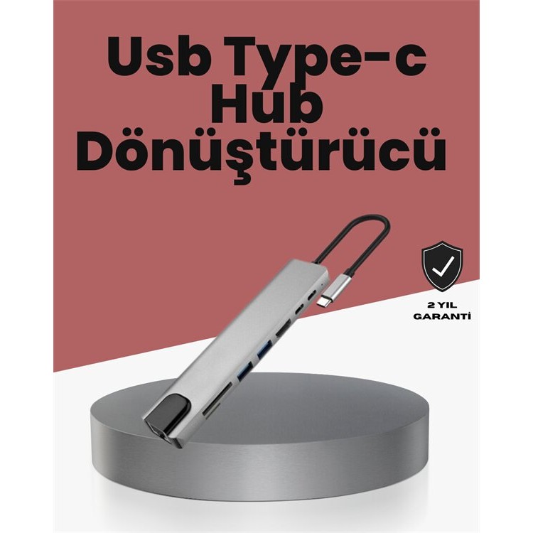 Aluminum Housing Type‑C HDMI & Ethernet Adapter –Plug & Play