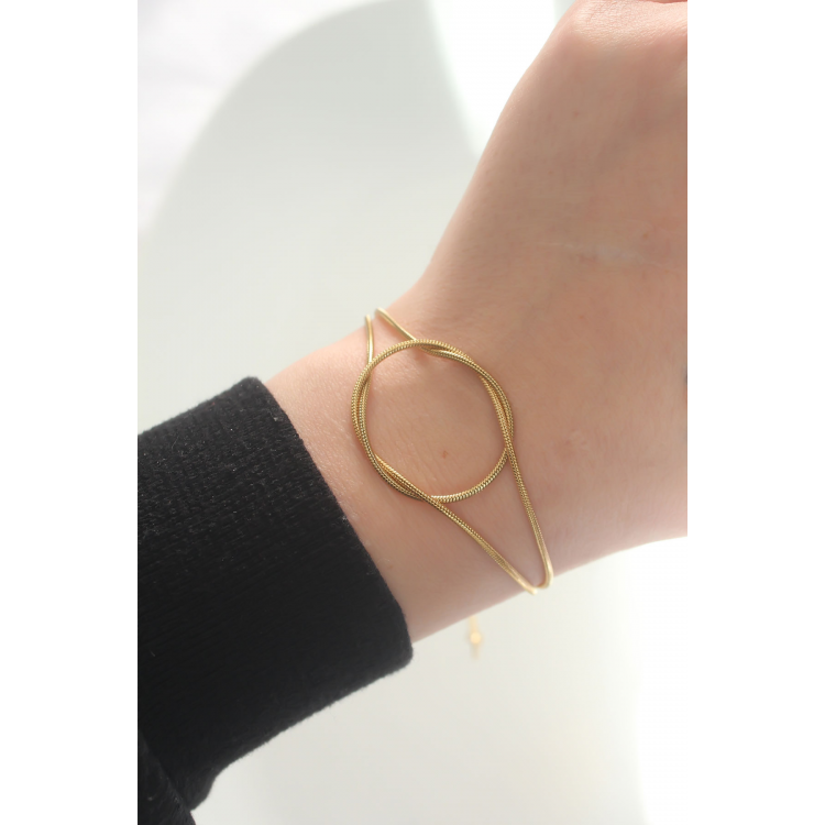 316L Çelik Gold Renk Düğüm Model Bileklik 5886