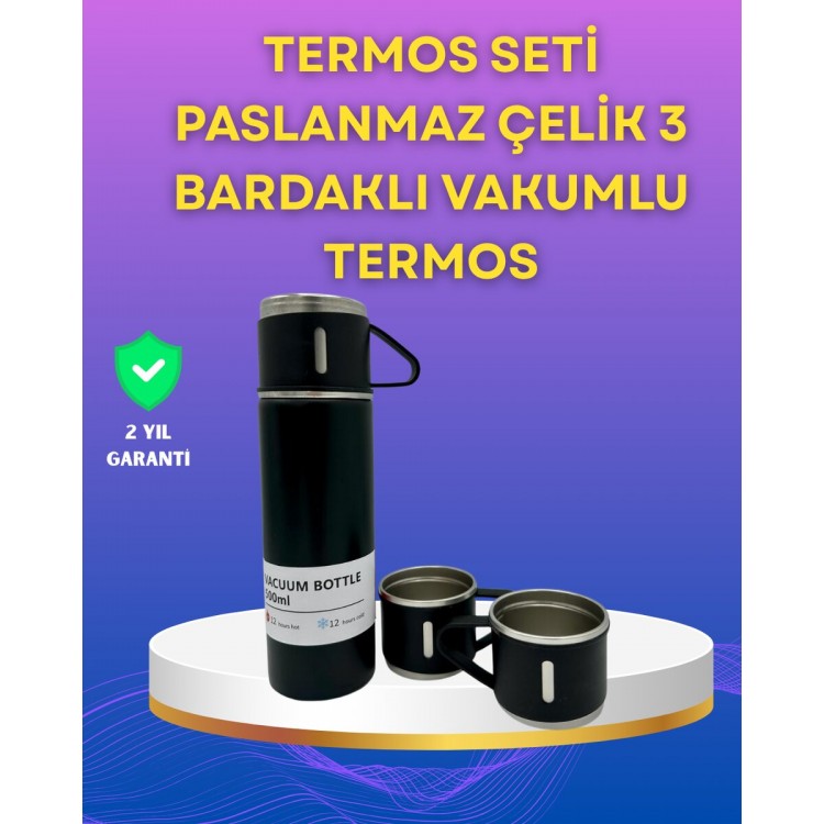 Steel Thermos Cup Set | 500ml Capacity Non-SlipBase with Gift Box