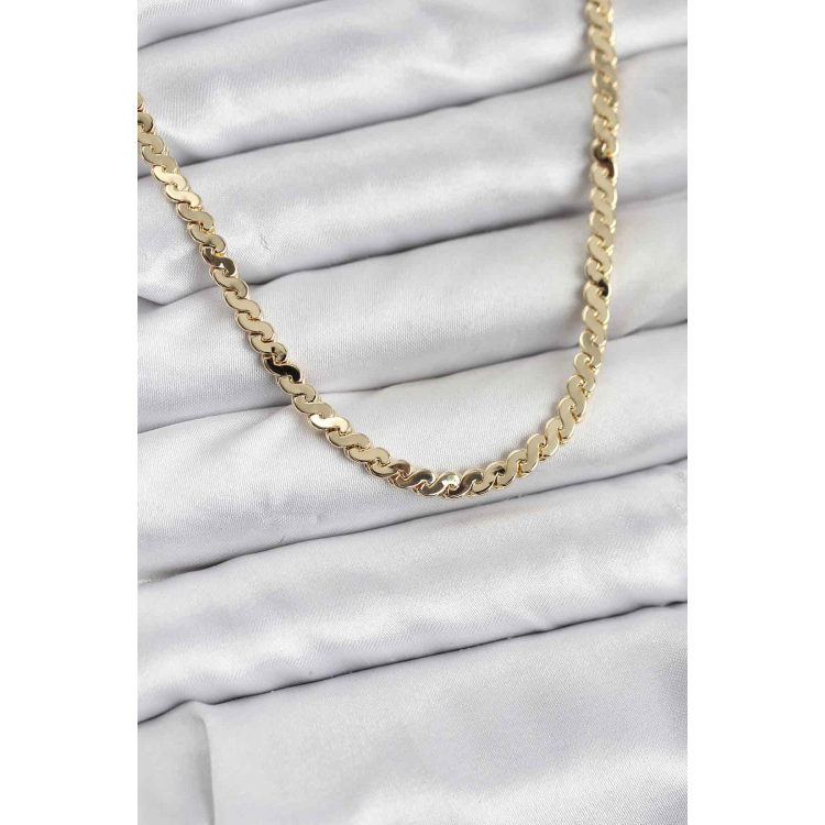 Pirinç Gold Renk Yassı Zincir Kadın Kolye 5886