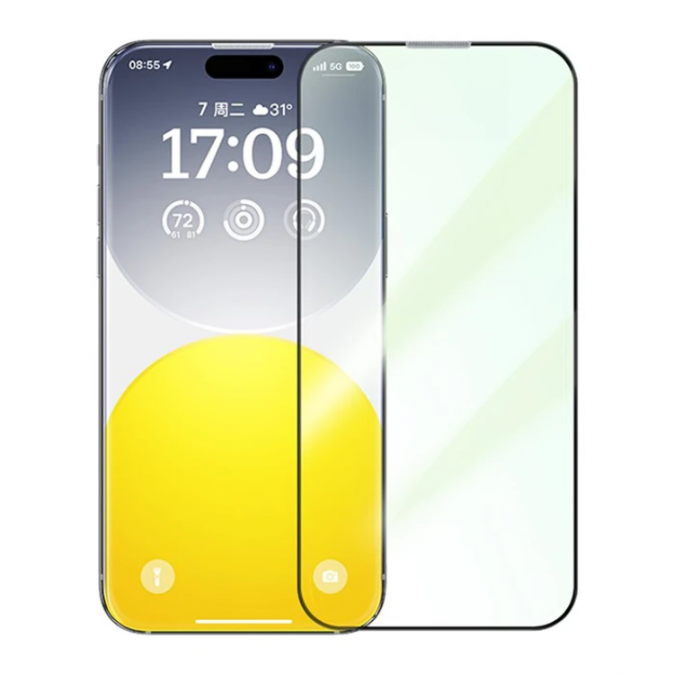 Baseus Schott iPhone 15 Pro Full Protection Eye-Protection Tempered Glass Screen Protector-(5775)