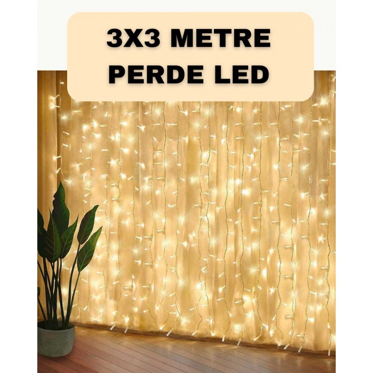 Decorative 3x3 LED Curtain Light Waterfall Design EnergyTasarruflu