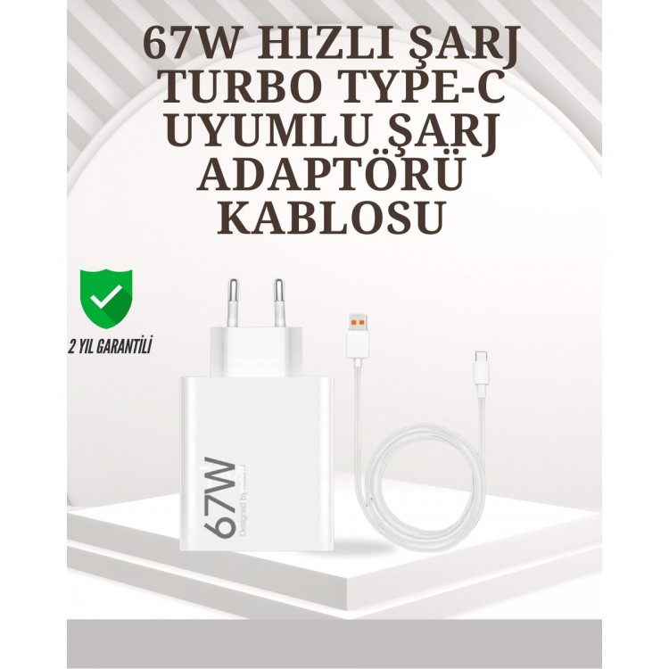 Type-C Uyumlu 67W Turbo Hızlı Şarj Aleti Akıllı Koruma Sistemli