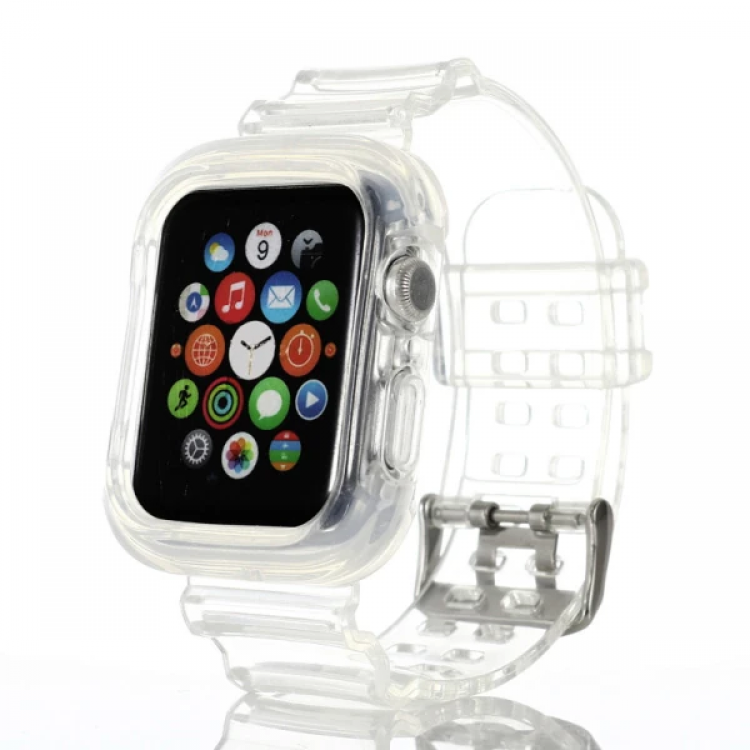 ALLY Apple Watch 6-SE-5-4 44mm / 3-2-1 42mm Kayış Kordon Kılıf Silikon-(5775)