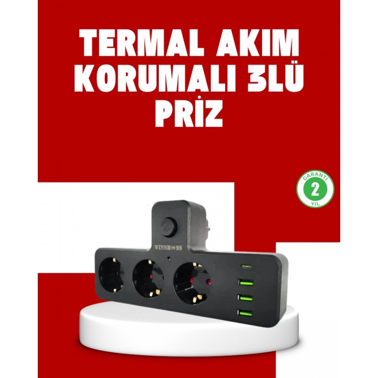 7 Portlu Çoklu Priz USB ve Type-C Girişli Akıllı Güç Ünitesi